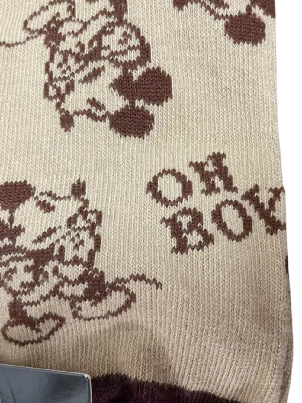 NWT Disney Retro Mickey Mouse Oh Boy Tan Brown Crew Socks Mens 9-13
